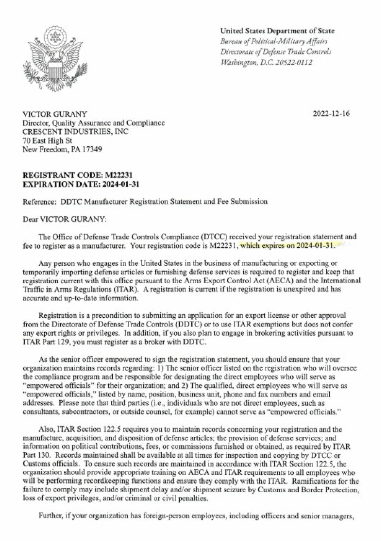 ITAR Registration